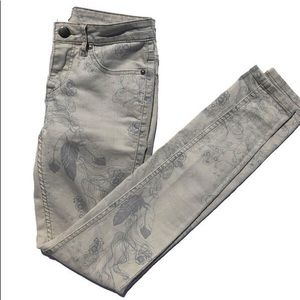 Free People Printed Skinny Stretch Jeans Size 25